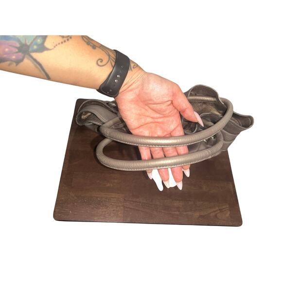 Cole Haan Leather Denney Shoulder Slouchy Hobo Bag Metallic Silver - Picture 8 of 12